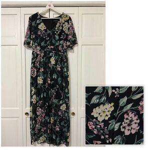 Enfocus Studio Hi-Lo Dark Floral Flutter Sleeve Fairy Grunge Size 8 Dainty